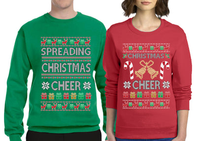 Spreading Christmas Cheer Sweater Girlfriend Boyfriend Gift His and Hers Matching Ugly Christmas Couple Crewneck Sweatshirt