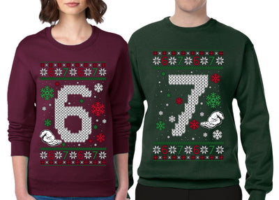 6 7 Meme Sweater Girlfriend Boyfriend Gift His and Hers Matching Ugly Christmas Couple Crewneck Sweatshirt