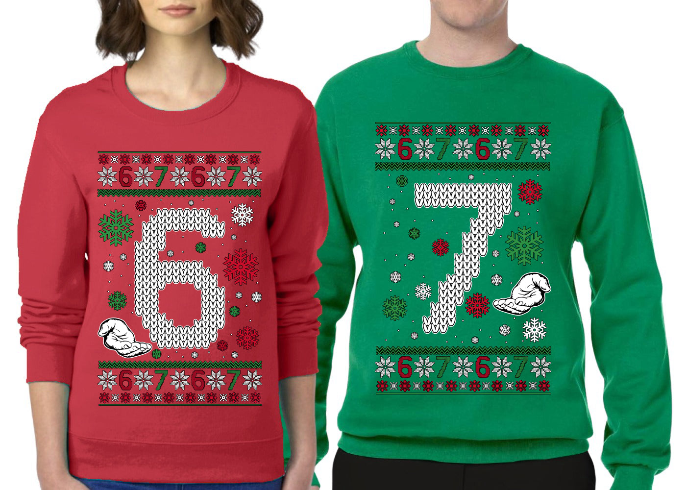 6 7 Meme Sweater Girlfriend Boyfriend Gift His and Hers Matching Ugly Christmas Couple Crewneck Sweatshirt