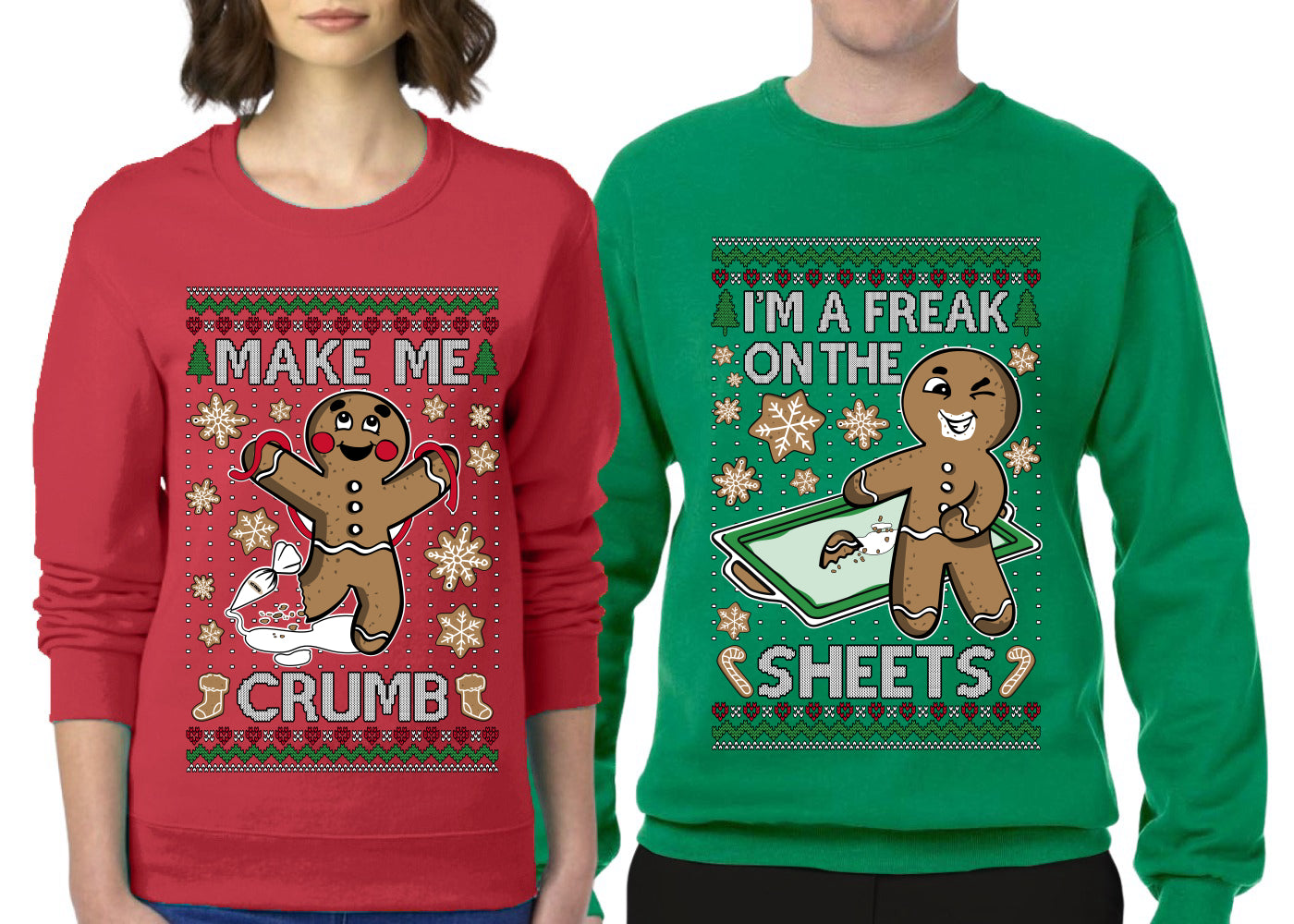 Freak On The Sheets Make Me Crumb Sweater Girlfriend Boyfriend Gift His and Hers Matching Ugly Christmas Couple Crewneck Sweatshirt