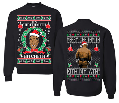 It's Chrithmith Bitcheth Lisp Front and Back Unisex Ugly Christmas Sweater Crewneck Sweatshirt