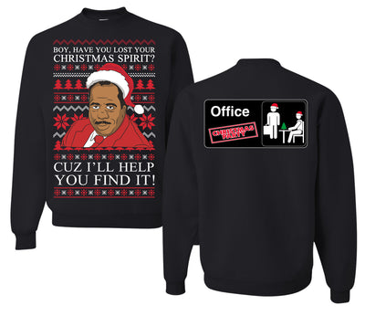 Christmas Spirit I'll Help You Find It Stanley Hudson Ugly Christmas Sweater Front and Back Unisex Ugly Christmas Sweater Crewneck Sweatshirt