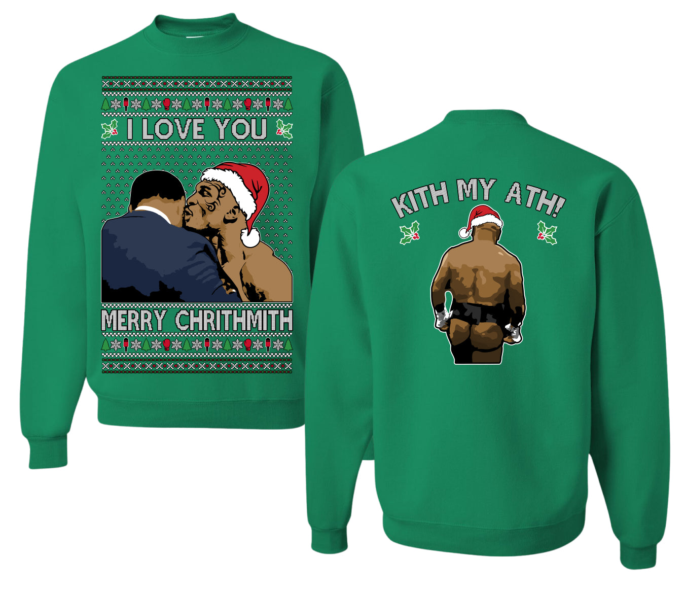 I Love You Merry Chrithmith Funny Boxing Fight Meme Classic Funny Xmas, Front and Back Unisex Ugly Christmas Sweater Crewneck Sweatshirt
