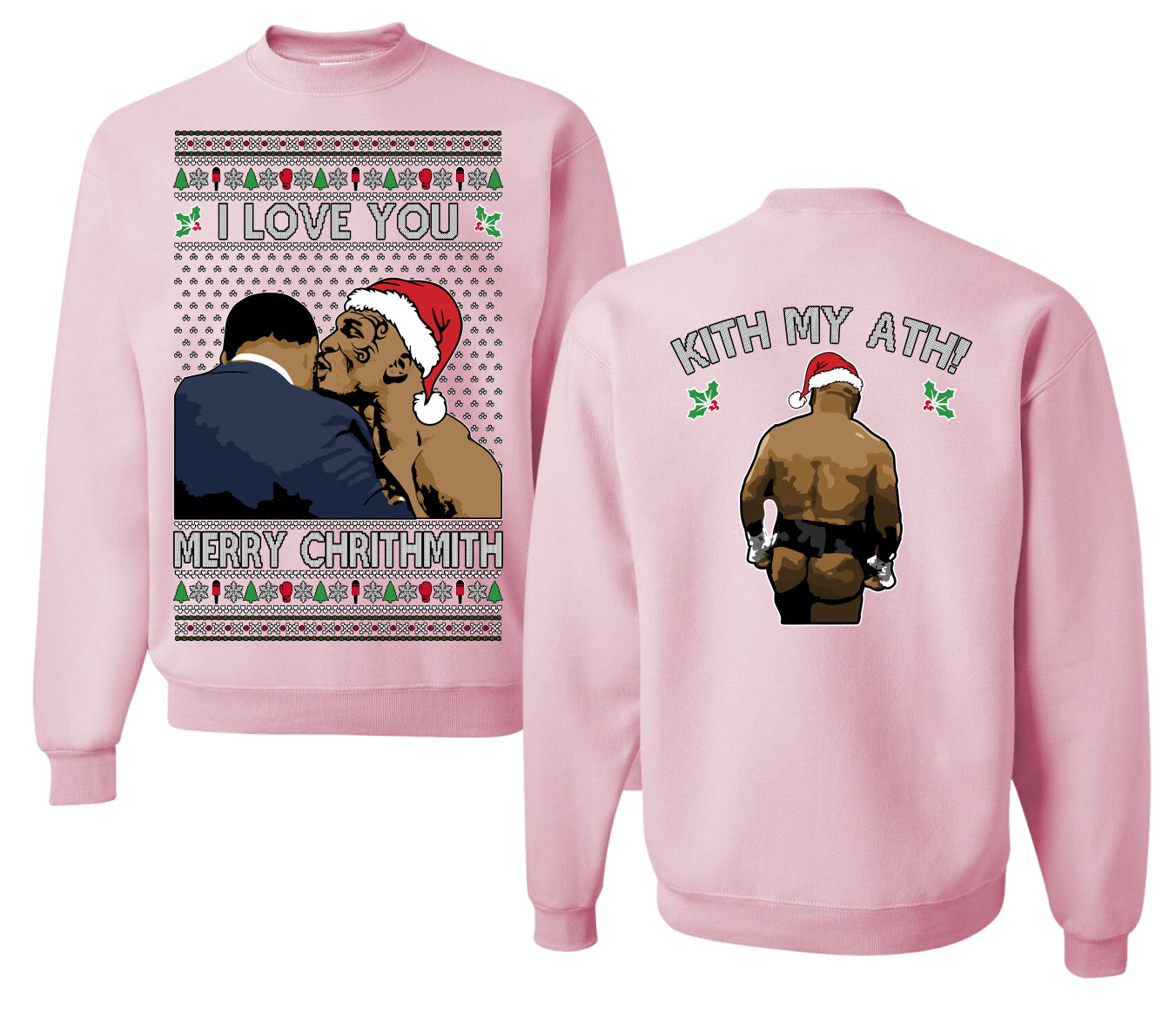 I Love You Merry Chrithmith Funny Boxing Fight Meme Classic Funny Xmas, Front and Back Unisex Ugly Christmas Sweater Crewneck Sweatshirt