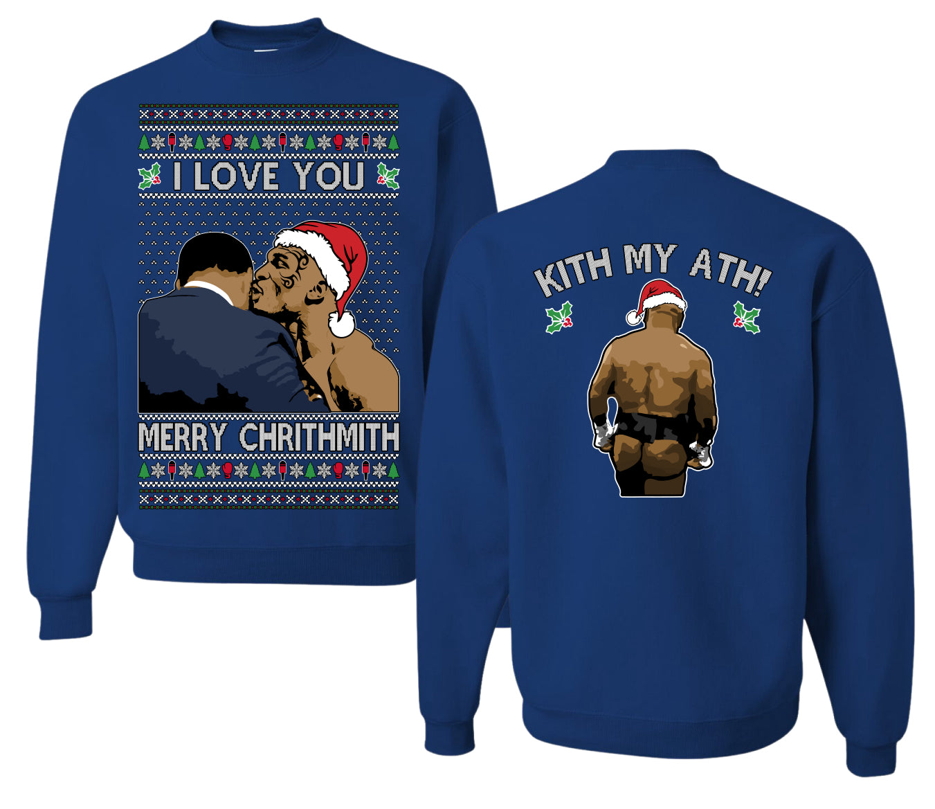 I Love You Merry Chrithmith Funny Boxing Fight Meme Classic Funny Xmas, Front and Back Unisex Ugly Christmas Sweater Crewneck Sweatshirt