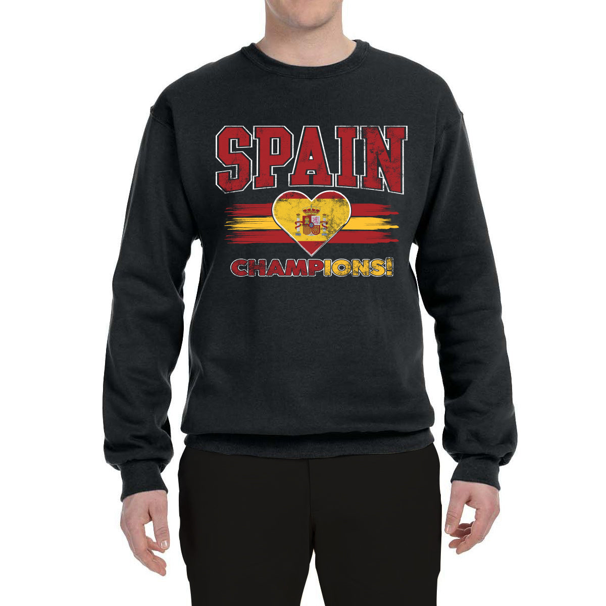 Spain Soccer Champions Fan Shirt Heart Flag and Soccer Ball Spanish Game Day Gift Sports Sweatshirt  Sports Unisex Crewneck Sweatshirt