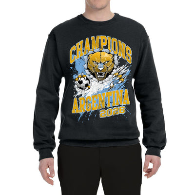Argentina Soccer Champions Fan Shirt Big Cat and Soccer Ball  Game Day Gift Sports Sweatshirt  Sports Unisex Crewneck Sweatshirt