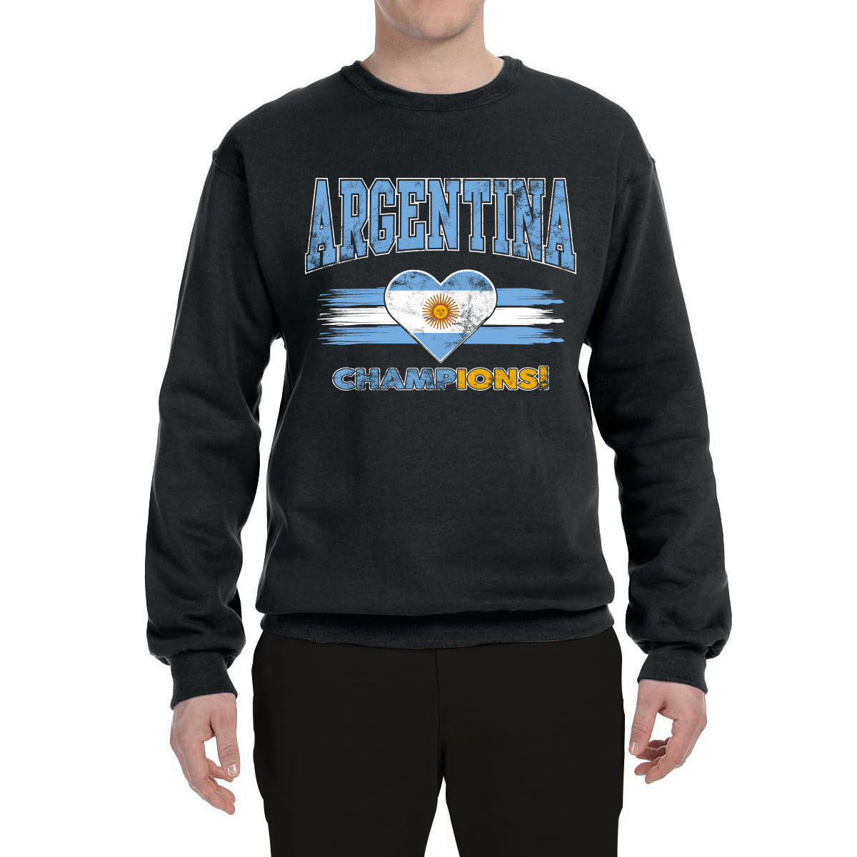 Argentina Soccer Champions Fan Shirt Heart Flag and Soccer Ball  Game Day Gift Sports  Sweatshirt  Sports Unisex Crewneck Sweatshirt