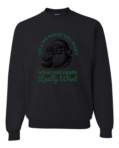 Tell Me What You Want, What You Really Want, Santa Christmas Design, Unisex Christmas Sweater, Crewneck Sweatshirts