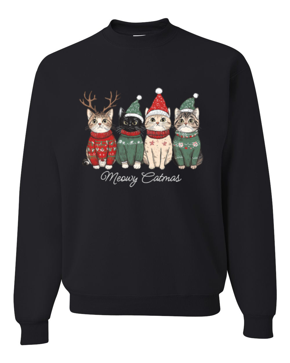 Meowy Catmas, Christmas Cat Lover Design, Unisex Christmas Sweater, Crewneck Sweatshirts