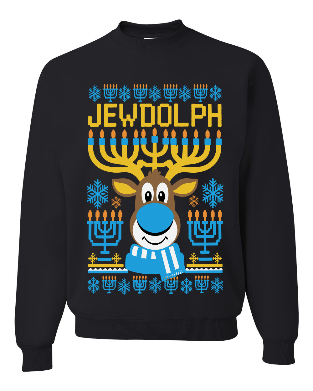 Jewdolph, Jewish Reindeer, Unisex Ugly Christmas Sweater, Crewneck Sweatshirts