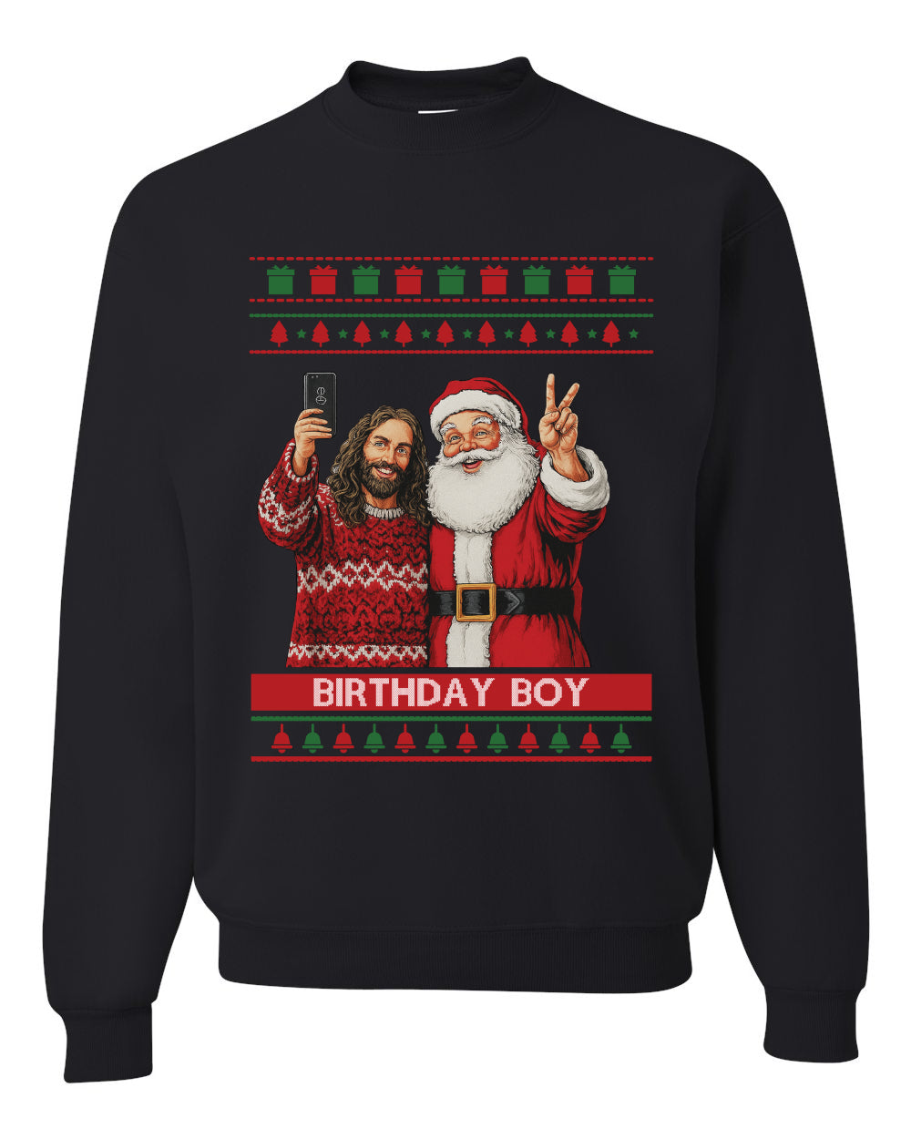 Birthday Boy Jesus, Unisex Ugly Christmas Sweater, Crewneck Sweatshirts