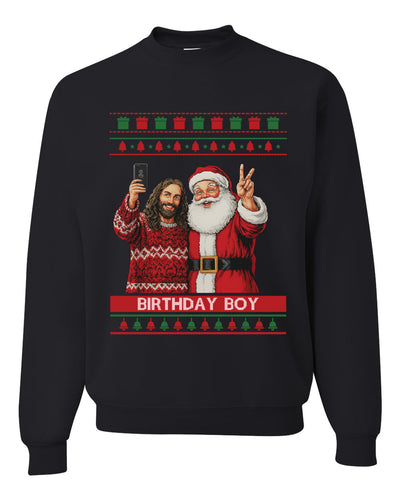 Birthday Boy Jesus, Unisex Ugly Christmas Sweater, Crewneck Sweatshirts
