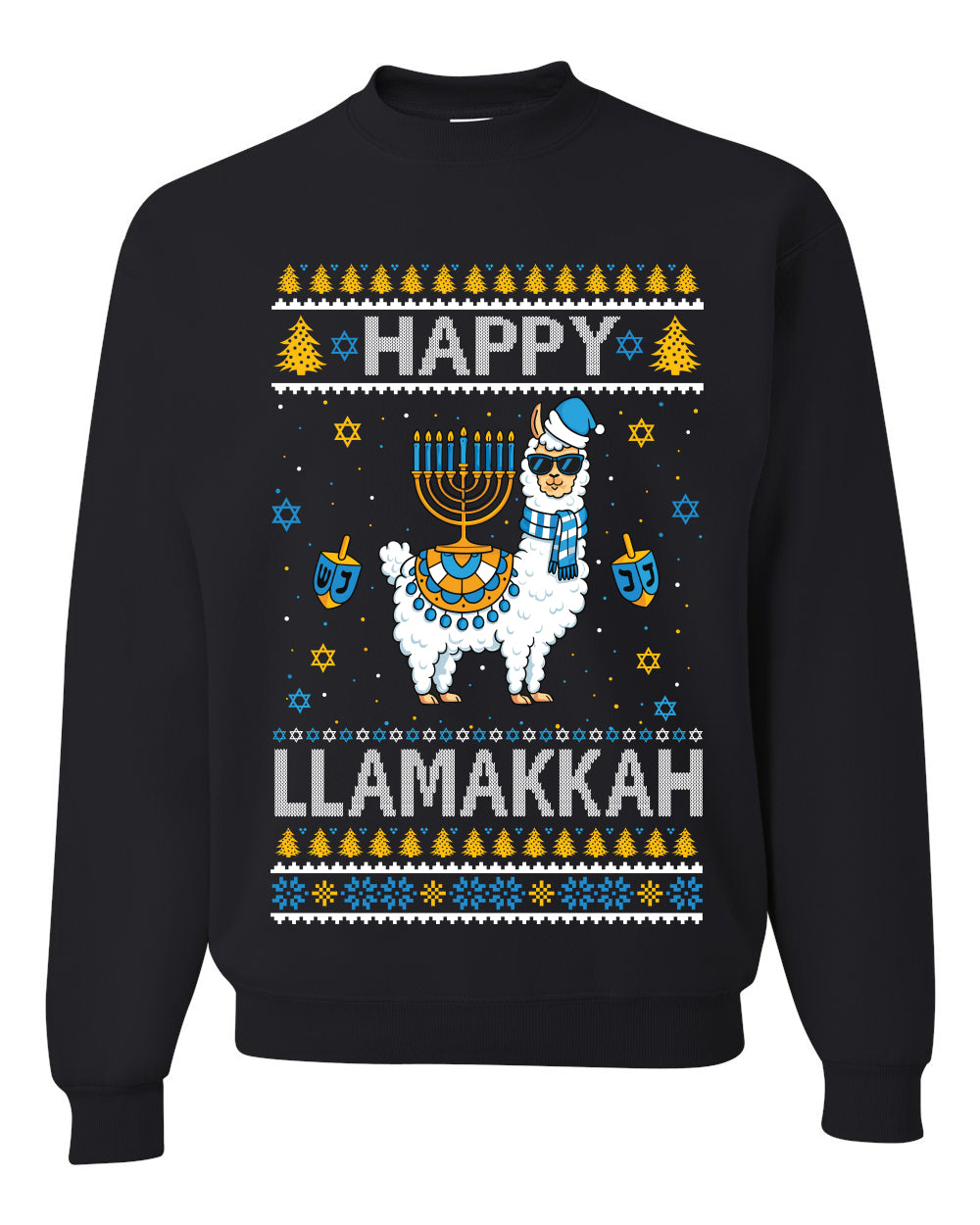 Happy Llamakkah, Unisex Ugly Christmas Sweater, Crewneck Sweatshirts