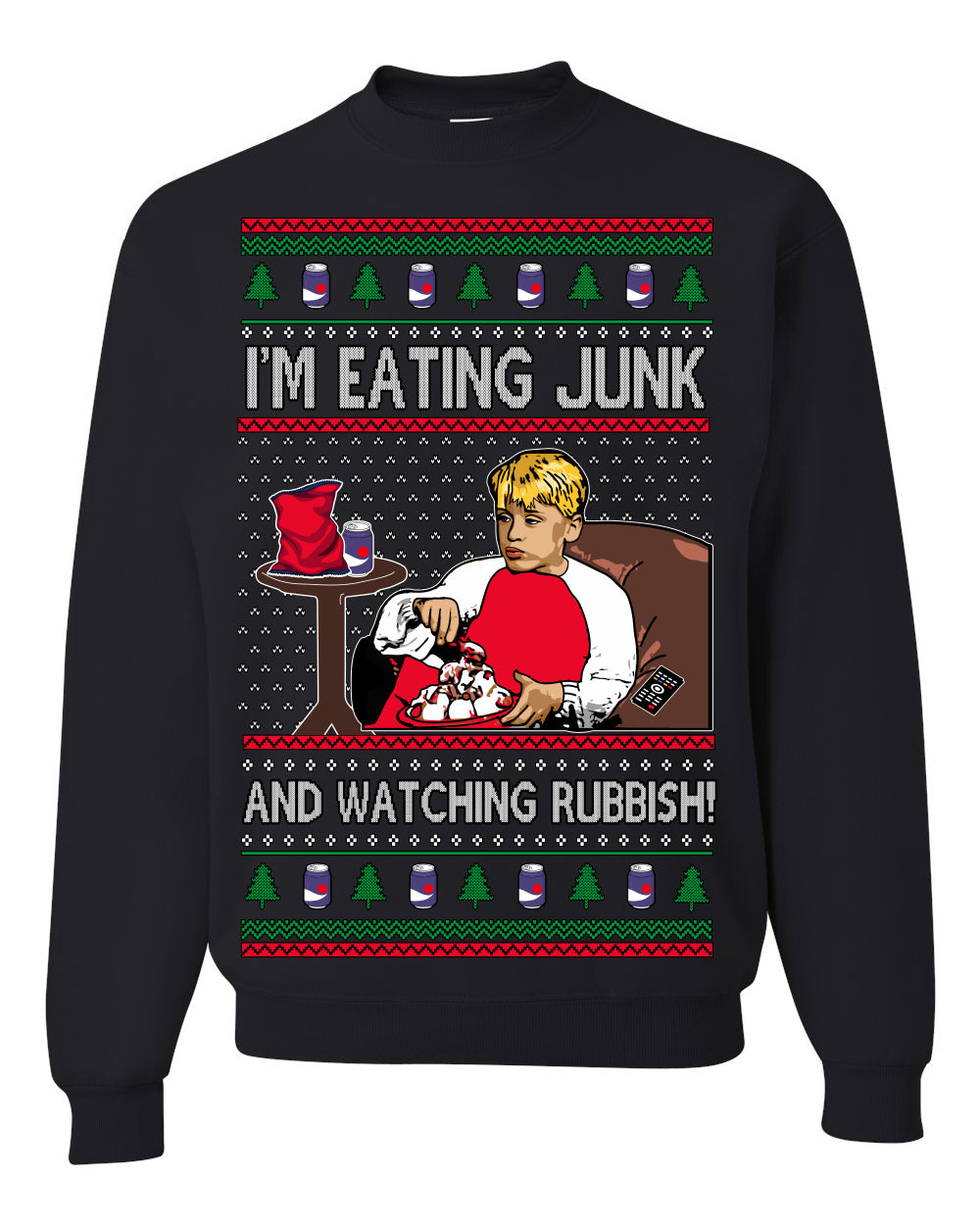 I'm Eating Junk and Watching Rubbish 90s Movie Ice Cream Ugly Christmas Sweater