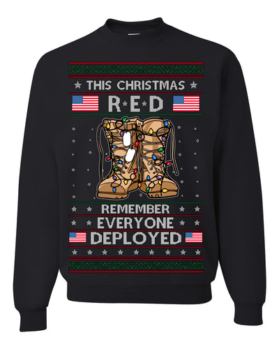 This Christmas RED Remember Everyone Deployed Veteran Ugly Christmas Sweater