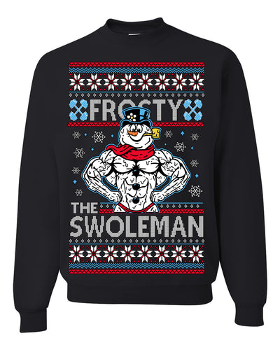 Frosty the Swoleman Funny Workout Lifting Snowman MovieUgly Christmas Sweater Crewneck Sweatshirt