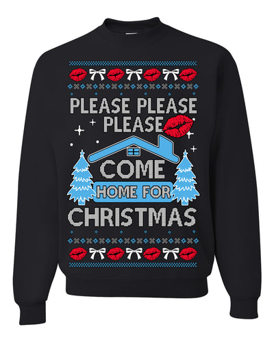 Please Please Please Come Home for Xmas Viral Pop Song Ugly Christmas Sweater Crewneck Sweatshirt