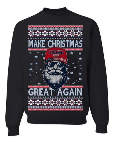 Make Christmas Great Again Trump Santa Claus 2024 MAGA,  Donald Trump JD Vance GOP Republican Ugly Christmas Sweater Crewneck Sweatshirt