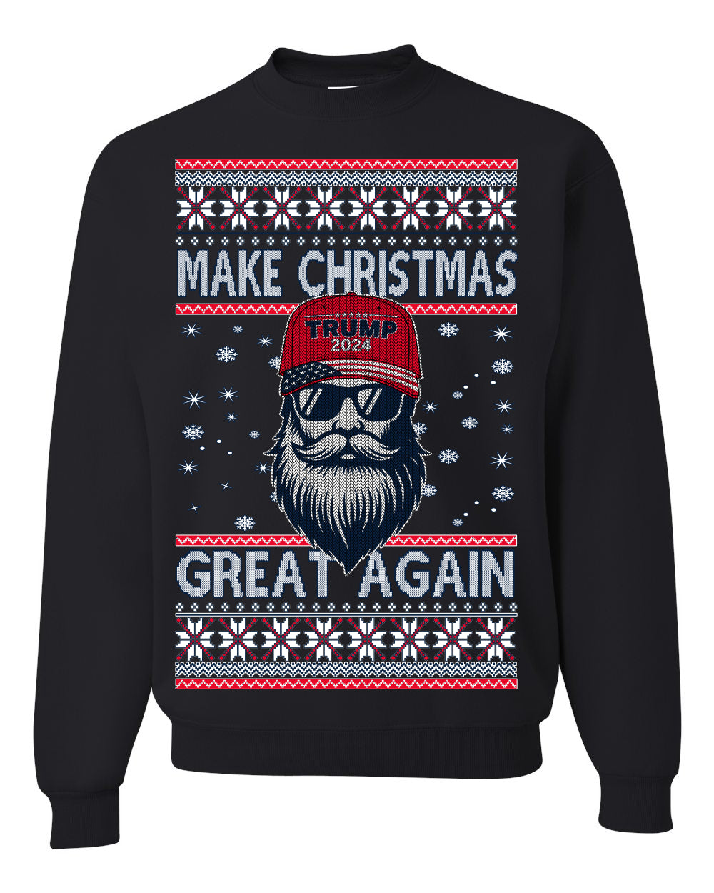 Make Christmas Great Again Trump Santa Claus 2024 MAGA Ugly Christmas Sweater Crewneck Sweatshirt
