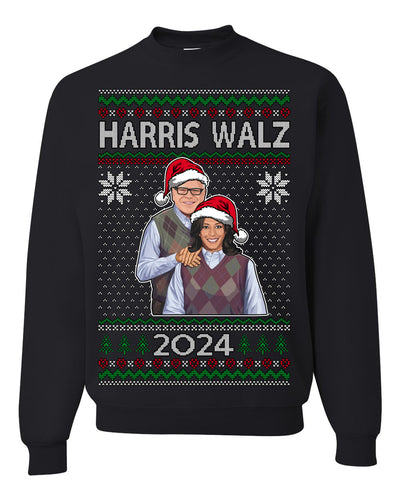 Kamala Harris Tim Walz 2024 Classic Movie Ugly Christmas Sweater Crewneck Sweatshirt