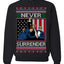 Never Surrender Pro Donald Trump Fight Fist Pump 2024 Ugly Christmas Sweater Crewneck Sweatshirt