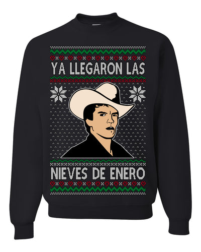 Ya Llegaron Las Nieves De Enero Chalino January Snow Ugly Christmas Sweater Crewneck Sweatshirt