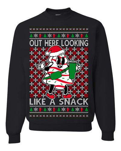 Out Here Looking Like a Snack Funny Cute Christmas Cookie Ugly Christmas Sweater Crewneck Sweatshirt