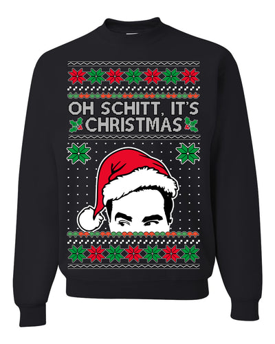 Oh Schitt It's Christmas Funny David Tv Show Sitcom Ugly Christmas Sweater Crewneck Sweatshirt