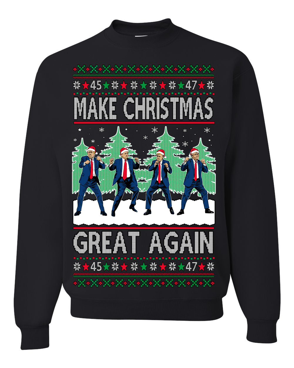 Make Christmas Great Again Shimmy Dance USA President Ugly Christmas Sweater Crewneck Sweatshirt