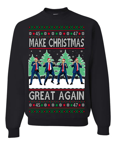 Make Christmas Great Again Shimmy Dance USA President Ugly Christmas Sweater Crewneck Sweatshirt