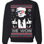 We Won Funny 45 47 President Trump Shot USA Glasses Ugly Christmas Sweater Crewneck Sweatshirt