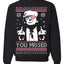 You Missed Funny 45 47 President Trump Shot USA Glasses Ugly Christmas Sweater Crewneck Sweatshirt