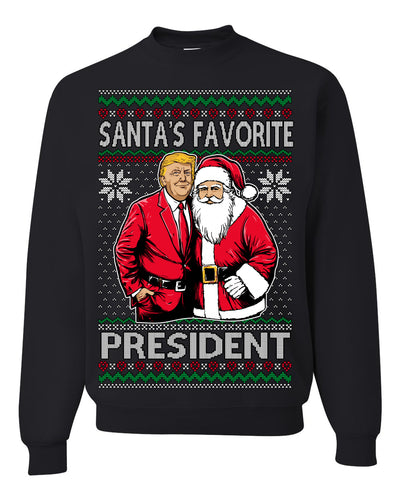 Santa's Favorite President Red Suit Trump Ugly Christmas Sweater Crewneck Sweatshirt