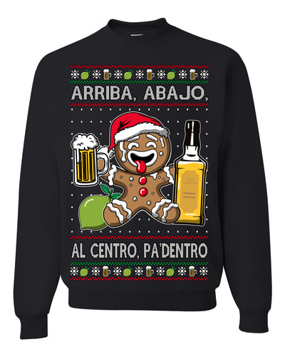 Arriba Abajo Al Centro Pa'Dentro Cheers to Health Salud Ugly Christmas Sweater Crewneck Sweatshirt