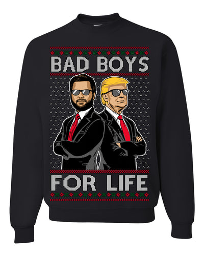 Bad Boys for Life Donald Trump JD Vance Funny 90s Movie Ugly Christmas Sweater Crewneck Sweatshirt