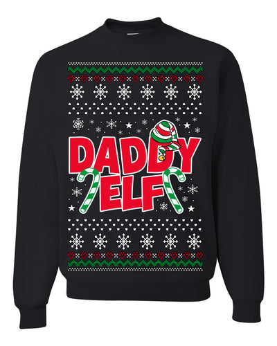 Daddy Elf Cute Holiday Winter Ugly Christmas Sweater Crewneck Sweatshirt