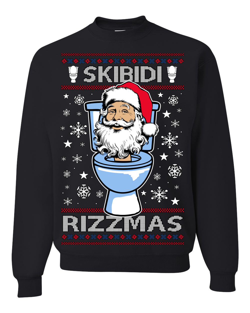 Skibidi Rizzmas Funny Toilet Video Viral Brain Rot Meme, Gen Z Alpha Slang Brainrot Memes Ugly Christmas Sweater Crewneck Sweatshirt