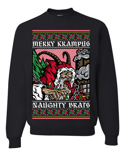 Merry Krampus Naughty Brats | Funny Ugly Christmas Sweater Crewneck Sweatshirt