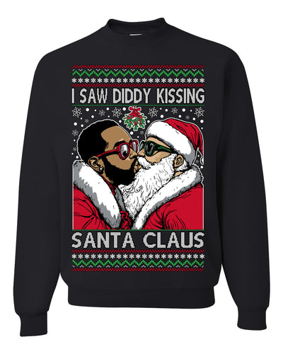 I Saw Diddy Kissing Santa Claus Funny Viral Music Meme Ugly Christmas Sweater