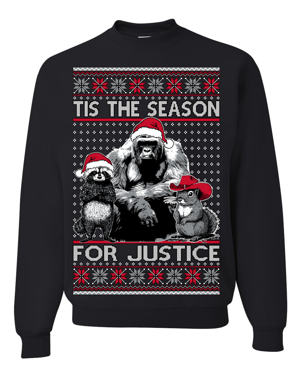 Tis the Season For Justice Harambe Peanut Fred Raccoon Ugly Christmas Sweater