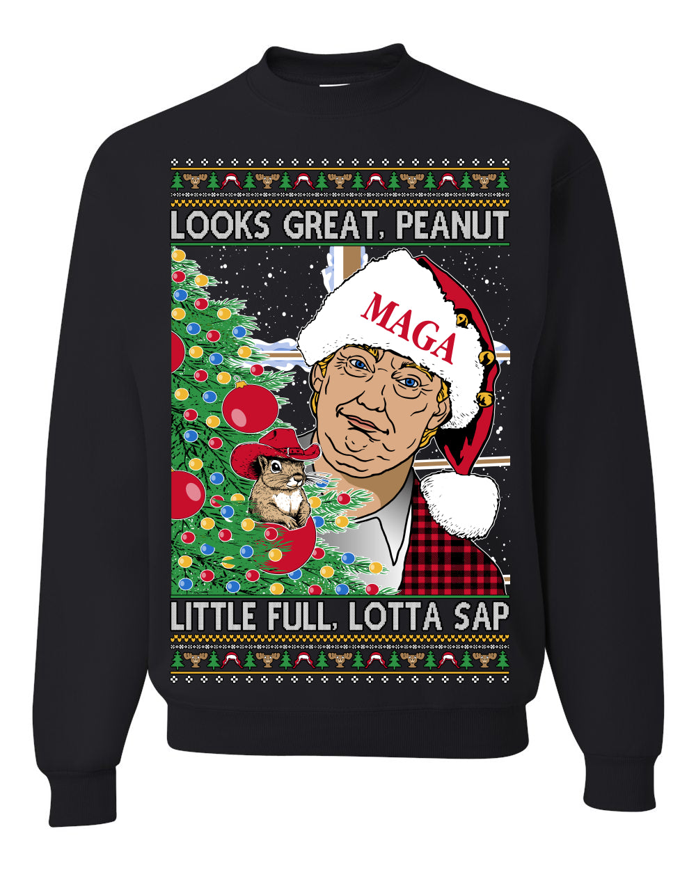 Looks Great Peanut Little Full Lotta Sap 80s Movie Quote Ugly Christmas Sweater Sweaters Crewneck Sweatshirts