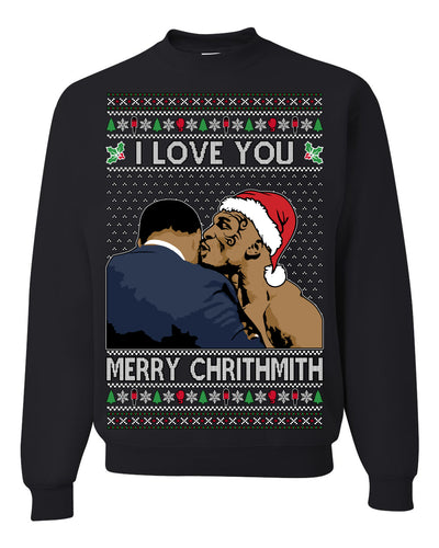 I Love You Merry Chrithmith Funny Boxing Fight Meme Classic Funny Xmas Ugly Christmas Sweater Crewneck Sweatshirt