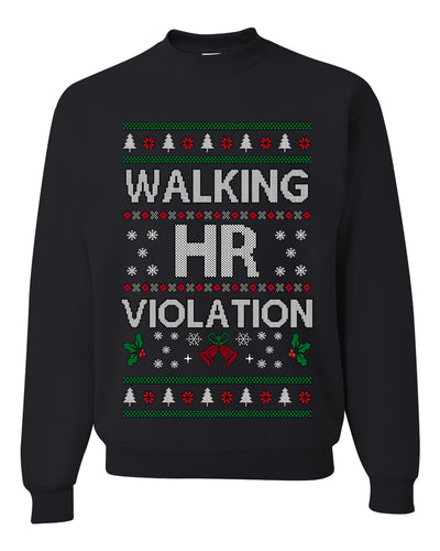 Walking HR Violation, Funny Office Humor Christmas Unisex Sweater, Ugly Christmas Crewneck Sweatshirts