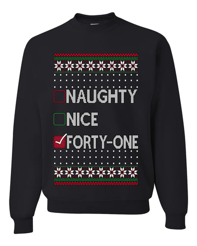 Naughty Nice 41, Simple List, Ugly Christmas Unisex Sweater, Funny Meme, Crewneck Sweatshirts