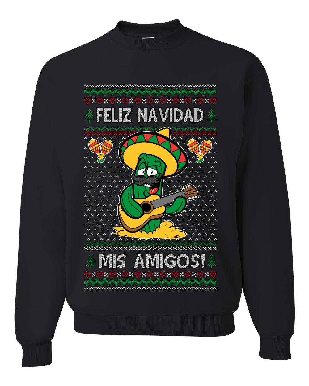 Feliz Navidad Mis Amigos!, Ugly Christmas Unisex Sweater, Crewneck Sweatshirts