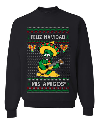 Feliz Navidad Mis Amigos!, Ugly Christmas Unisex Sweater, Crewneck Sweatshirts