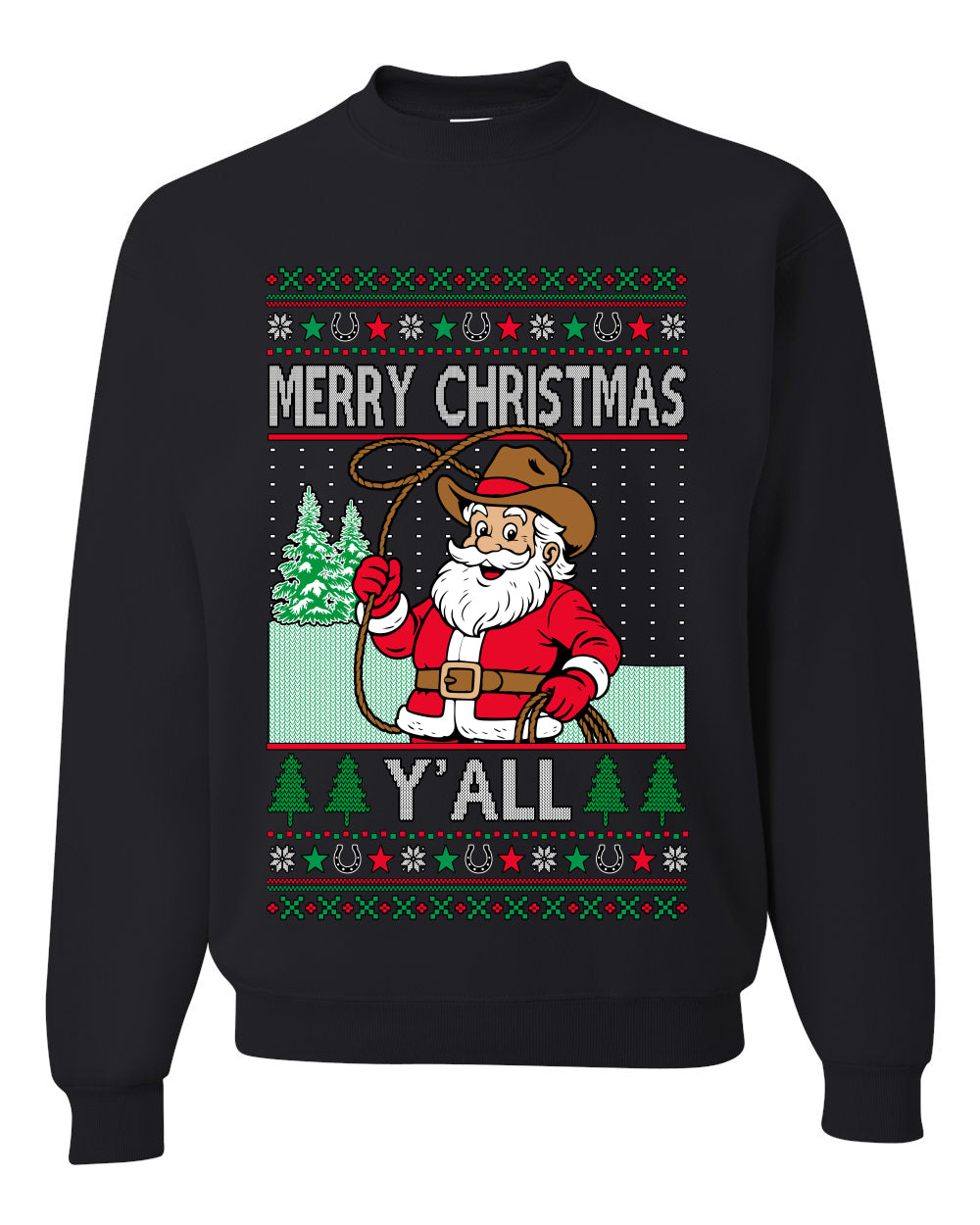 Merry Christmas Y'all Christmas Sweater,Unisex Ugly Christmas Crewneck Sweatshirts