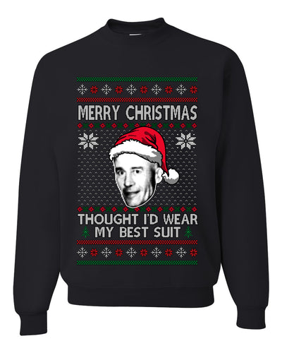 Thought I'd Wear My Best Suit Ed Gein, Unisex Ugly Christmas Sweater Crewneck Sweatshirts