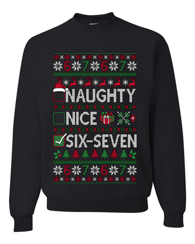 Naughty Nice 6 7 Checklist, Unisex Ugly Christmas Sweater, Crewneck Sweatshirts